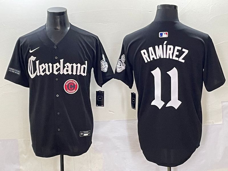 Men 2025 Cleveland Indians #11 Ramirez Black Five generations Joint Name Nike MLB Jersey style 15->cleveland indians->MLB Jersey